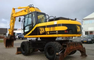 АРЕНДА КОЛЕСНОГО ЭКСКАВАТОРА JCB JS 200W с грейфером 8 метров